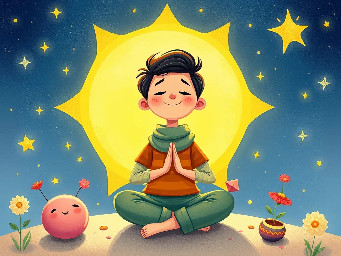 dhruv mediating with a big bright star behind him