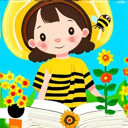 a little girl visits her fathers bees for the first time and explores the world of bees, he sees him wearing his beekeeper hat, and plant flowers for the bees so they can have different things to eat, she sees him build a bee house, and eventual the big reward is harvesting the honey and seeing the honey comb maybe make something nice with it in the end and create a candle in the dark