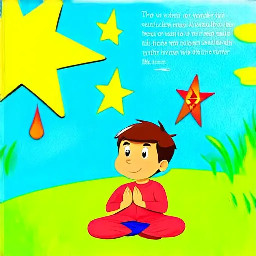 dhruv mediating as a 5 year old boy praying with a big bright star behind him