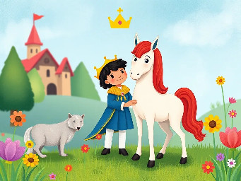 The King and the Pony A Musical Tale of Balance By Christine Armstrong  Page 1 – A Very Perfect Kingdom create an animated childrens book image with the words of the page on it: Once upon a time, in the Kingdom of Alashia, everything was… perfect. Too perfect. the People worked all the time. They never smiled it was forbidden. They never laughed or played it was forbidden. “Everything must be just right,” the Queen Amanda Black skin long black braids blue dress was angry and dignified had said. But deep inside, the people felt something was missing law 148 forbid them from it. Thats how it was and thats how it would stay! Page 2 – A Very Big Problem One morning, the King james light skin king uniform had a BIG idea. “I WANT A PONY!” he shouted. The whole castle panicked. “A pony?! Right now?!” the servants whispered. The King kicked his feet. “I WANT IT NOW!!!” This was not very royal behavior…  Page 3 – The Girl in the Forest Far away, beyond the castle walls, lived a girl named Akasha she was dressed in rags she had long red hair she had bare feet. She ran with wolves. She climbed trees. She listened to the wind. “The humans in that castle are dangerous,” said her wolf friend, Sheba. Akasha looked at the shining palace. “They don’t look dangerous,” she said softly. But something inside her felt… curious.  Page 4 – A Brave Princess  In the castle lived Princess Liz light brown skin in a pink dress She followed the rules… most of the time. But she loved to laugh. And she loved to explore. One day, she met Akasha in the forest she was a girl who was raised by wolves she had long red hair and dressed in rags and bare feet. “You’re not scary at all,” Liz said. “You’re not either,” Akasha replied. And just like that… they became friends. Page 5 – The Secret Place Back in the kingdom, something surprising was happening… Hidden underground was a secret place called Broomsticks. There, people danced. They laughed. They were FREE. Akasha stared in wonder. “This is chaos…” she whispered. “No,” said her new friends. “This is life.”  Page 6 – The Queen’s Fear  The music stopped.But the Queen did not like laughter. She liked rules. She liked order. And she was afraid that joy would turn into chaos. “Stop this at once!” she commanded. The smiles faded. But something had already begun to change…  Page 7 – Finding Balance Akasha stepped forward bravely. “This isn’t chaos,” she said. “It’s life.” The people began to whisper. Then speak. Then smile. Princess Liz took her mother’s hand. “We can choose a better way,” she said. Not too wild. Not too still. Just… right.  Page 8 – A New Beginning The Queen Amanda looked around. For the first time… she listened. Slowly, she let go. Princess Liz became the new Queen. The kingdom changed. People laughed. Children played. Music filled the air. And far away in a sunny field… “I GOT MY PONY!” cheered the King.  Page 9 – The End… or the Beginning Akasha stood between the forest and the kingdom. She smiled. She belonged to both. And now… So did everyone else. THE END