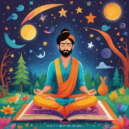 dhruv mediating as a 5 year old yogi with a big bright star behind him