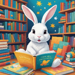 A lttle white bunny wearing a hat to hide long ears sitting at a class with human children  students