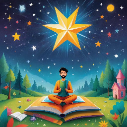 dhruv mediating as a 5 year old praying with a big bright star behind him