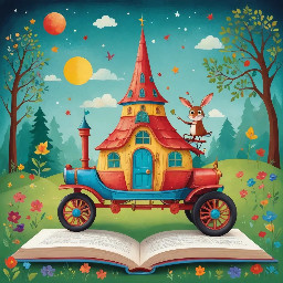 Süßer, kindlicher Fantasie-Traktor im Stil einer Bilderbuch-Illustration, geformt wie ein runder Kürbis mit kleinen freundlichen Fenstern, großen weichen Rädern, sanften Farben, Blattdetails, ein bisschen wie ein Spielzeug, liebevoll gezeichnet, hell, fröhlich, verspielt, einfach und charmant.