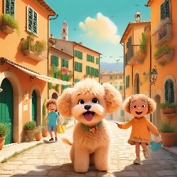 Quinnetto is a fun loving, furry, apricot maltipoo who has a EpiPen as she has allergies. She explores Italy with her mother Maria