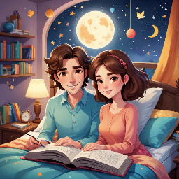 cute toddler boy prince, brown hair, brown eyes, in bed, warm cozy light, bedtime scene, disney style