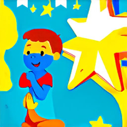 dhruv mediating as a 5 year old praying with a big bright star behind him